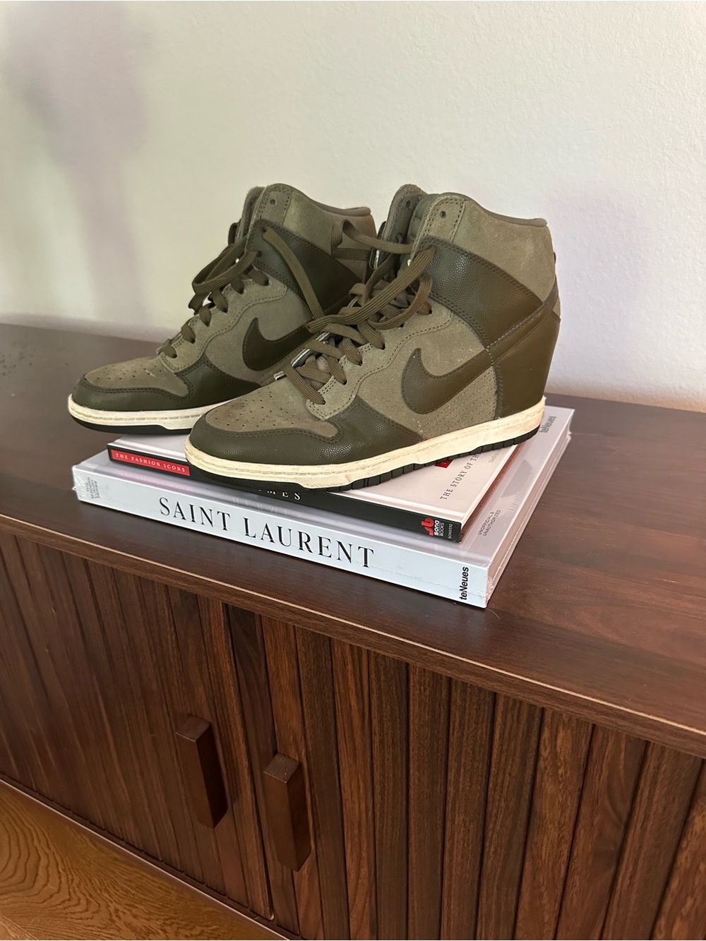 Nike Dunk Sky High Wedge Sneakers - Olive Green